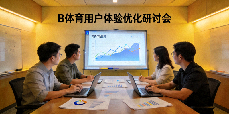 B体育用户体验优化研讨会 - 团队成员正在分析用户行为数据图表