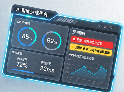 AI智能运维平台界面截图 - 显示实时监控数据与预测警报