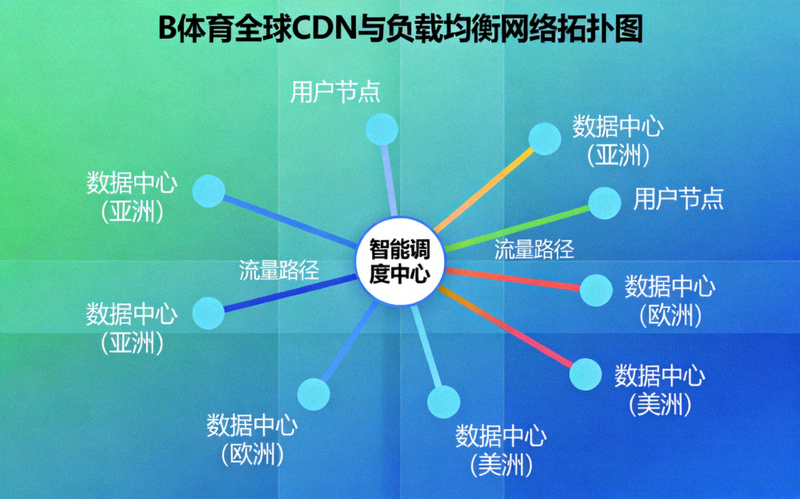 B体育全球CDN与负载均衡网络拓扑图 - 展示用户流量如何通过智能调度分配到全球多个数据中心