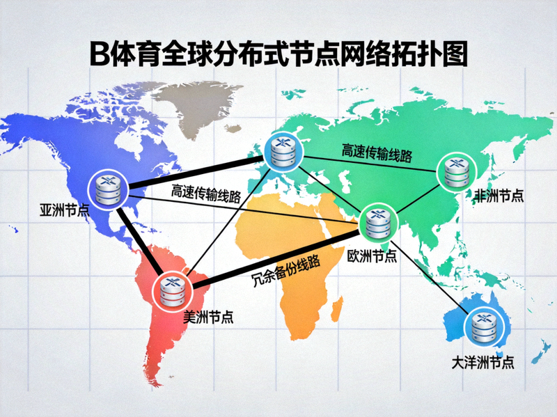 B体育全球分布式节点网络拓扑图 - 展示跨洲数据中心与连接线路