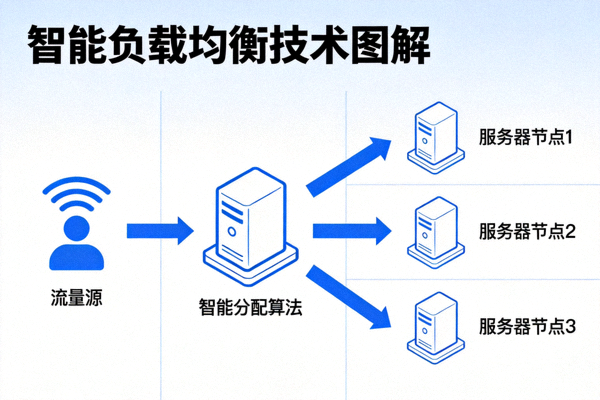 智能负载均衡技术图解 - 流量被均匀分配到多个服务器节点